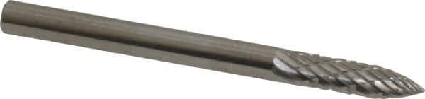SGS Pro - 1/8" Cut Diam, 1/8" Shank Diam, Tree Head Double Cut Burr - Carbide, Point End, 1/2" LOC, 1-1/2" OAL - USA Tool & Supply