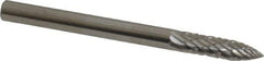 SGS Pro - 1/8" Cut Diam, 1/8" Shank Diam, Tree Head Double Cut Burr - Carbide, Point End, 1/2" LOC, 1-1/2" OAL - USA Tool & Supply