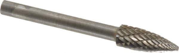 SGS Pro - 3/16" Cut Diam, 1/8" Shank Diam, Tree Head Double Cut Burr - Carbide, Point End, 1/2" LOC - USA Tool & Supply