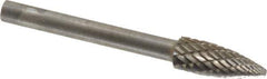 SGS Pro - 3/16" Cut Diam, 1/8" Shank Diam, Tree Head Double Cut Burr - Carbide, Point End, 1/2" LOC - USA Tool & Supply