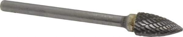 SGS Pro - 1/4" Cut Diam, 1/8" Shank Diam, Tree Head Double Cut Burr - Carbide, Point End, 1/2" LOC - USA Tool & Supply