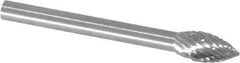 SGS Pro - 3/16" Cut Diam, 1/8" Shank Diam, Flame Head Double Cut Burr - Carbide, Radius End, 3/8" LOC - USA Tool & Supply