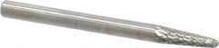 SGS Pro - 1/8" Cut Diam, 1/8" Shank Diam, Taper Head Double Cut Burr - Carbide, Radius End, 3/8" LOC, 1-1/2" OAL - USA Tool & Supply