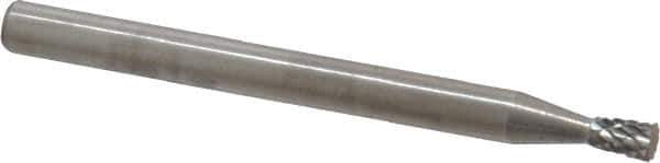 SGS Pro - 3/32" Cut Diam, 1/8" Shank Diam, Inverted Cone Head Double Cut Burr - Carbide, Flat End, 1/8" LOC, 1-1/2" OAL - USA Tool & Supply