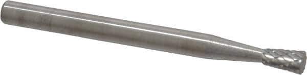 SGS Pro - 1/8" Cut Diam, 1/8" Shank Diam, Inverted Cone Head Double Cut Burr - Carbide, Flat End, 3/16" LOC, 1-1/2" OAL - USA Tool & Supply