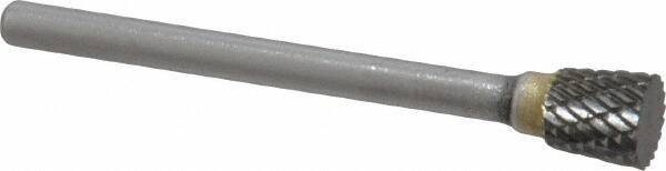 SGS Pro - 1/4" Cut Diam, 1/8" Shank Diam, Inverted Cone Head Double Cut Burr - Carbide, Flat End, 1/4" LOC, 1-3/4" OAL - USA Tool & Supply