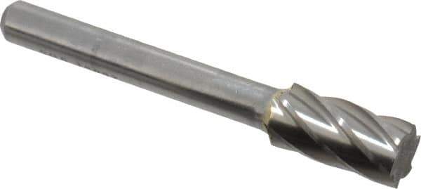 SGS Pro - 3/8" Cut Diam, 1/4" Shank Diam, Cylinder Head Single Cut Burr - Carbide, Flat End, 3/4" LOC, 2-1/2" OAL - USA Tool & Supply