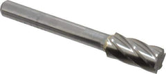 SGS Pro - 3/8" Cut Diam, 1/4" Shank Diam, Cylinder Head Single Cut Burr - Carbide, Flat End, 3/4" LOC, 2-1/2" OAL - USA Tool & Supply