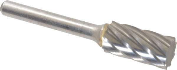 SGS Pro - 1/2" Cut Diam, 1/4" Shank Diam, Cylinder Head Single Cut Burr - Carbide, Flat End, 1" LOC, 2-3/4" OAL - USA Tool & Supply