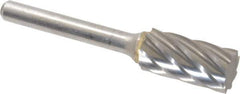 SGS Pro - 1/2" Cut Diam, 1/4" Shank Diam, Cylinder Head Single Cut Burr - Carbide, Flat End, 1" LOC, 2-3/4" OAL - USA Tool & Supply