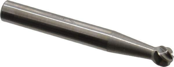 SGS Pro - 1/4" Cut Diam, 1/4" Shank Diam, Ball Head Single Cut Burr - Carbide, Radius End, 7/32" LOC, 2" OAL - USA Tool & Supply