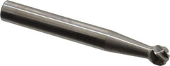 SGS Pro - 1/4" Cut Diam, 1/4" Shank Diam, Ball Head Single Cut Burr - Carbide, Radius End, 7/32" LOC, 2" OAL - USA Tool & Supply