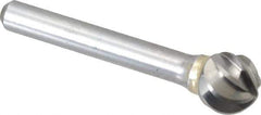 SGS Pro - 1/2" Cut Diam, 1/4" Shank Diam, Ball Head Single Cut Burr - Carbide, Radius End, 7/16" LOC, 2-13/64" OAL - USA Tool & Supply