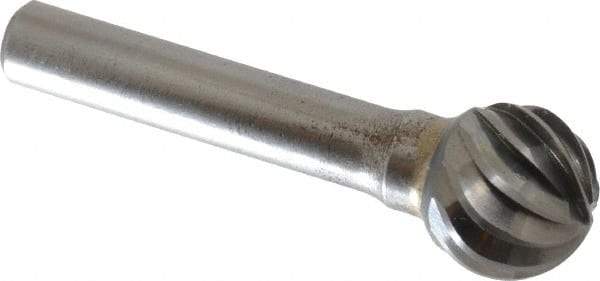 SGS Pro - 3/4" Cut Diam, 3/8" Shank Diam, Ball Head Single Cut Burr - Carbide, Radius End, 11/16" LOC, 2-11/16" OAL - USA Tool & Supply