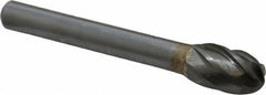 SGS Pro - 3/8" Cut Diam, 1/4" Shank Diam, Oval Head Single Cut Burr - Carbide, Radius End, 5/8" LOC, 2-3/8" OAL - USA Tool & Supply