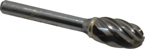 SGS Pro - 1/2" Cut Diam, 1/4" Shank Diam, Oval Head Single Cut Burr - Carbide, Radius End, 7/8" LOC, 2-5/8" OAL - USA Tool & Supply