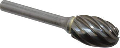 SGS Pro - 5/8" Cut Diam, 1/4" Shank Diam, Oval Head Single Cut Burr - Carbide, Radius End, 1" LOC, 2-3/4" OAL - USA Tool & Supply