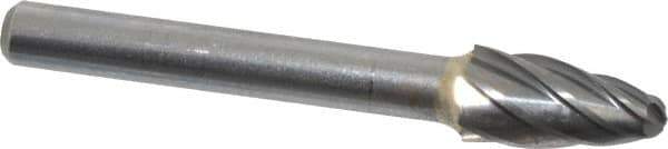 SGS Pro - 3/8" Cut Diam, 1/4" Shank Diam, Tree with Radius Head Single Cut Burr - Carbide, Radius End, 3/4" LOC, 2-1/2" OAL - USA Tool & Supply