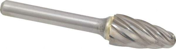 SGS Pro - 1/2" Cut Diam, 1/4" Shank Diam, Tree with Radius Head Single Cut Burr - Carbide, Radius End, 1" LOC, 2-3/4" OAL - USA Tool & Supply