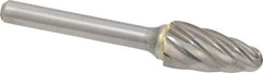 SGS Pro - 1/2" Cut Diam, 1/4" Shank Diam, Tree with Radius Head Single Cut Burr - Carbide, Radius End, 1" LOC, 2-3/4" OAL - USA Tool & Supply