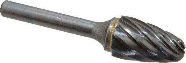 SGS Pro - 5/8" Cut Diam, 1/4" Shank Diam, Tree with Radius Head Single Cut Burr - Carbide, Radius End, 1" LOC, 2-3/4" OAL - USA Tool & Supply