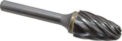 SGS Pro - 5/8" Cut Diam, 1/4" Shank Diam, Tree with Radius Head Single Cut Burr - Carbide, Radius End, 1" LOC, 2-3/4" OAL - USA Tool & Supply