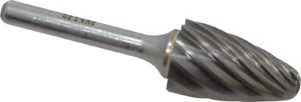 SGS Pro - 3/4" Cut Diam, 1/4" Shank Diam, Tree with Radius Head Single Cut Burr - Carbide, Radius End, 1-1/4" LOC, 3" OAL - USA Tool & Supply