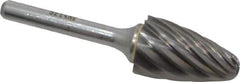 SGS Pro - 3/4" Cut Diam, 1/4" Shank Diam, Tree with Radius Head Single Cut Burr - Carbide, Radius End, 1-1/4" LOC, 3" OAL - USA Tool & Supply
