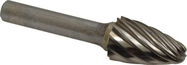 SGS Pro - 3/4" Cut Diam, 3/8" Shank Diam, Tree with Radius Head Single Cut Burr - Carbide, Radius End, 1-1/4" LOC, 3-1/4" OAL - USA Tool & Supply