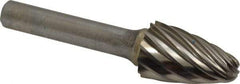 SGS Pro - 3/4" Cut Diam, 3/8" Shank Diam, Tree with Radius Head Single Cut Burr - Carbide, Radius End, 1-1/4" LOC, 3-1/4" OAL - USA Tool & Supply