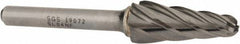 SGS Pro - 1/2" Cut Diam, 1/4" Shank Diam, Taper Head Single Cut Burr - Carbide, Radius End, 1-1/8" LOC, 3" OAL - USA Tool & Supply