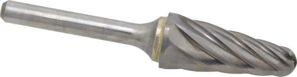 SGS Pro - 5/8" Cut Diam, 1/4" Shank Diam, Taper Head Single Cut Burr - Carbide, Radius End, 1-5/16" LOC, 3-3/16" OAL - USA Tool & Supply