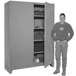 Lyon - 4 Shelf Locking Storage Cabinet - Steel, 60" Wide x 24" Deep x 82" High, Gray - USA Tool & Supply
