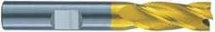 RobbJack - 5/8", 1-1/4" LOC, 5/8" Shank Diam, 3-1/2" OAL, 3 Flute, Solid Carbide Square End Mill - Single End, TiN Finish, Spiral Flute, 60° Helix, Centercutting, Right Hand Cut, Right Hand Flute, Series ST-360 - USA Tool & Supply