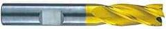 RobbJack - 9/16" Diam, 1-1/4" LOC, 4 Flute Solid Carbide Roughing & Finishing Square End Mill - TiN Finish, 3-1/2" OAL, 9/16" Shank Diam, Straight Shank, 30° Helix, Centercutting, Regular Length - USA Tool & Supply