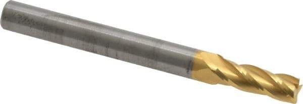 RobbJack - 7/32", 5/8" LOC, 1/4" Shank Diam, 2-1/2" OAL, 4 Flute, Solid Carbide Square End Mill - Single End, TiN Finish, 30° Helix, Centercutting, Right Hand Cut, Right Hand Flute, Series ST-430 - USA Tool & Supply