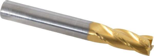 RobbJack - 5/16", 13/16" LOC, 5/16" Shank Diam, 2-1/2" OAL, 4 Flute, Solid Carbide Square End Mill - Single End, TiN Finish, 30° Helix, Centercutting, Right Hand Cut, Right Hand Flute, Series ST-430 - USA Tool & Supply