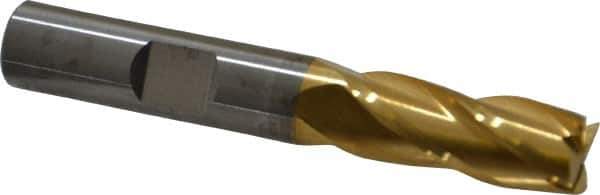RobbJack - 3/8", 7/8" LOC, 3/8" Shank Diam, 2-1/2" OAL, 4 Flute, Solid Carbide Square End Mill - Single End, TiN Finish, 30° Helix, Centercutting, Right Hand Cut, Right Hand Flute, Series ST-430 - USA Tool & Supply