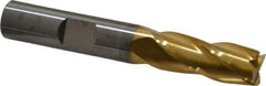 RobbJack - 3/8", 7/8" LOC, 3/8" Shank Diam, 2-1/2" OAL, 4 Flute, Solid Carbide Square End Mill - Single End, TiN Finish, 30° Helix, Centercutting, Right Hand Cut, Right Hand Flute, Series ST-430 - USA Tool & Supply