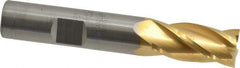 RobbJack - 1/2", 1" LOC, 1/2" Shank Diam, 3" OAL, 4 Flute, Solid Carbide Square End Mill - Single End, TiN Finish, 30° Helix, Centercutting, Right Hand Cut, Right Hand Flute, Series ST-430 - USA Tool & Supply