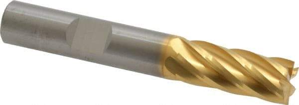 RobbJack - 3/8", 7/8" LOC, 3/8" Shank Diam, 2-1/2" OAL, 6 Flute, Solid Carbide Square End Mill - Single End, TiN Finish, Spiral Flute, 30° Helix, Centercutting, Right Hand Cut, Right Hand Flute, Series ST-630 - USA Tool & Supply