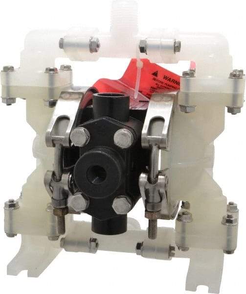 SandPIPER - 1/4" NPT, Nonmetallic, Air Operated Diaphragm Pump - PTFE Diaphragm, Polypropylene Housing - USA Tool & Supply