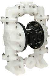 SandPIPER - 1-1/2" NPT, Nonmetallic, Air Operated Diaphragm Pump - PTFE Diaphragm, Polypropylene Housing - USA Tool & Supply