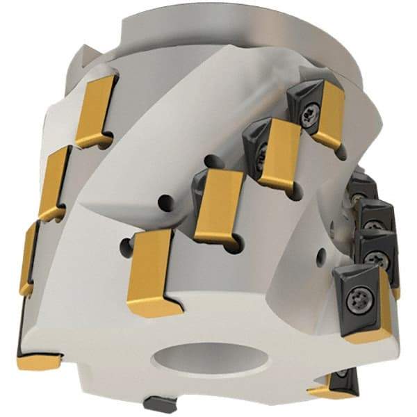 Iscar - 12 Inserts, 3" Cut Diam, 1-1/4" Arbor Diam, 1-44/53" Max Depth of Cut, Indexable Square-Shoulder Face Mill - 0/90° Lead Angle, 2.76" High, H490 AN.X 17 Insert Compatibility, Through Coolant, Series Helido - USA Tool & Supply