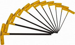 Bondhus - 10 Piece T-Handle Combo Hex Key Set - Hex Range 3/32 to 3/8", Protanium High Torque Steel - USA Tool & Supply