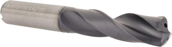 Kennametal - 5/8" 140° Spiral Flute Solid Carbide Screw Machine Drill Bit - Multilayer TiAlN Finish, Right Hand Cut, 2.5591" Flute Length, 4.5276" OAL, Standard Point, Straight Shank, Through Coolant - USA Tool & Supply