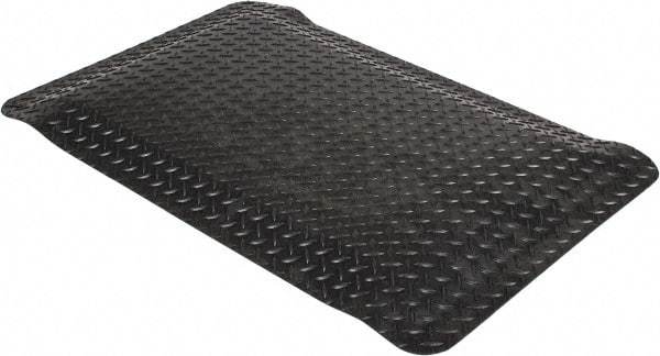 Wearwell - 3' Long x 2' Wide, Dry Environment, Anti-Fatigue Matting - Black, Vinyl with Nitrile Blend Base, Beveled on 4 Sides - USA Tool & Supply