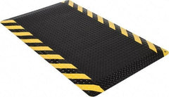 Wearwell - 5' Long x 3' Wide, Dry Environment, Anti-Fatigue Matting - Black with Yellow Chevron Borders, Vinyl with Nitrile Blend Base, Beveled on 4 Sides - USA Tool & Supply