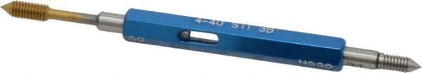 Made in USA - 4-40 Thread, High Speed Tool Steel, Class 3B, Plug Thread Insert Go/No Go Gage - Double Ended with Handle - USA Tool & Supply