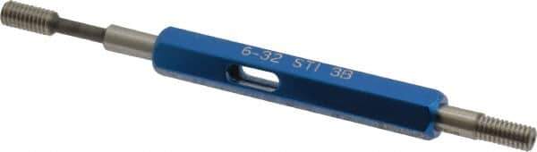Made in USA - 6-32 Thread, High Speed Tool Steel, STI, Class 3B, Plug Thread Insert Go/No Go Gage - Double Ended with Handle - USA Tool & Supply